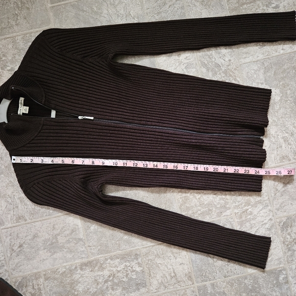 Brown Sweater Zip Up Womens Medium - Picture 7 of 8